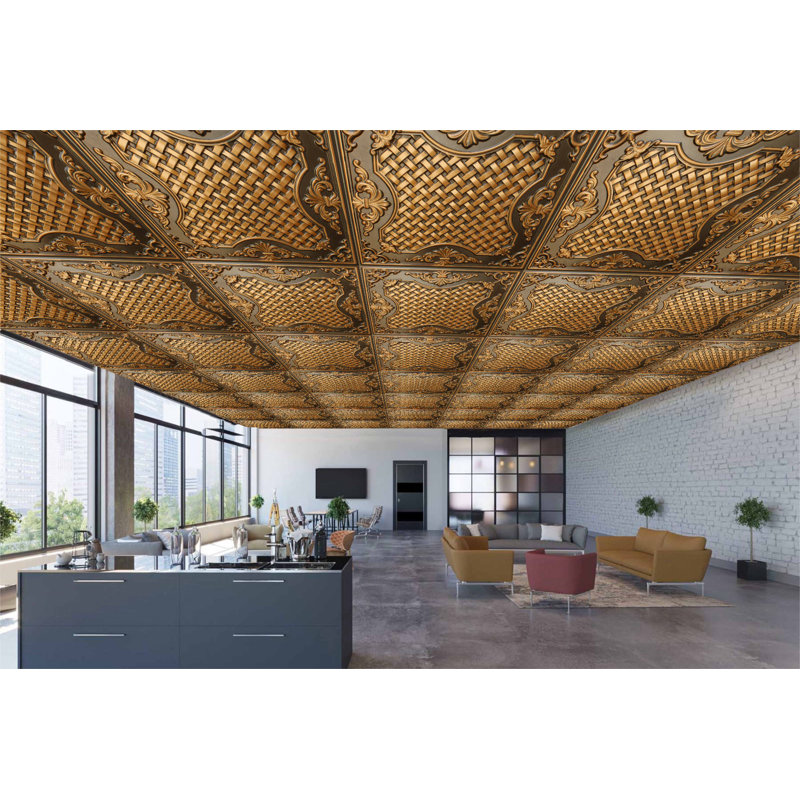 Carreau de plafond en PVC 2 pi x 2 pi Falkirk Perth, Or antique