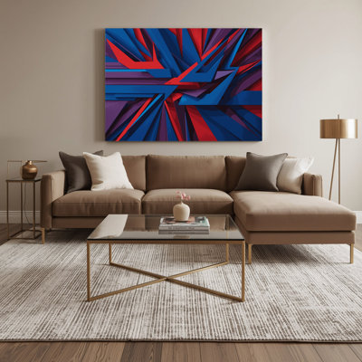 «Geometric Abstraction 6», art mural sur toile mauve