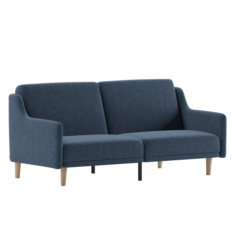 Canapé-lit à accoudoirs carrés 72 po Prima, Mélange de polyester bleu marine