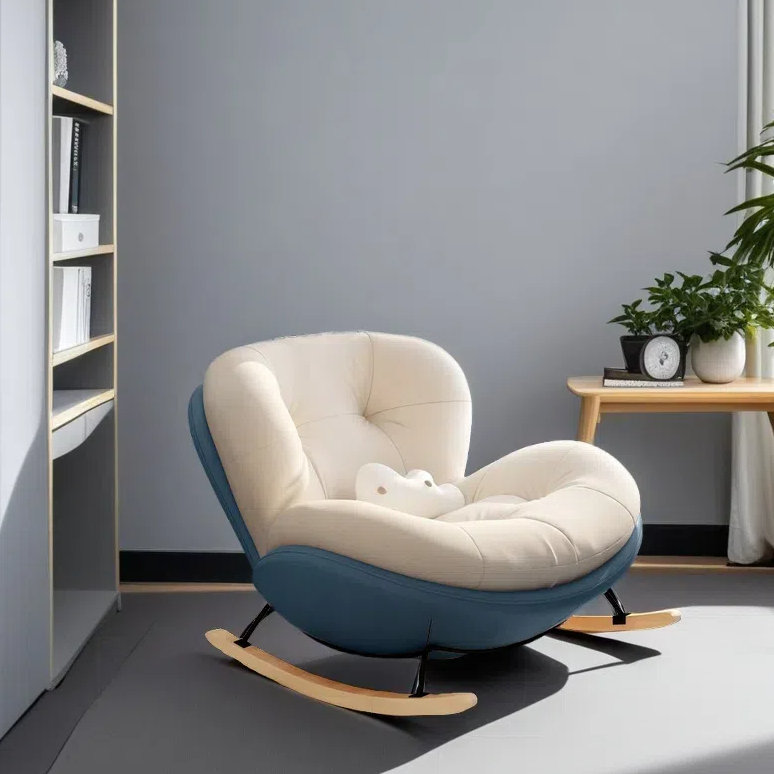 Chaise berçante Creative Fashion, Noir / Brun / Bleu