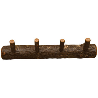 Fireside Lodge Hickory Log Wall Coat Rack - 24-inch with 4 Pegs