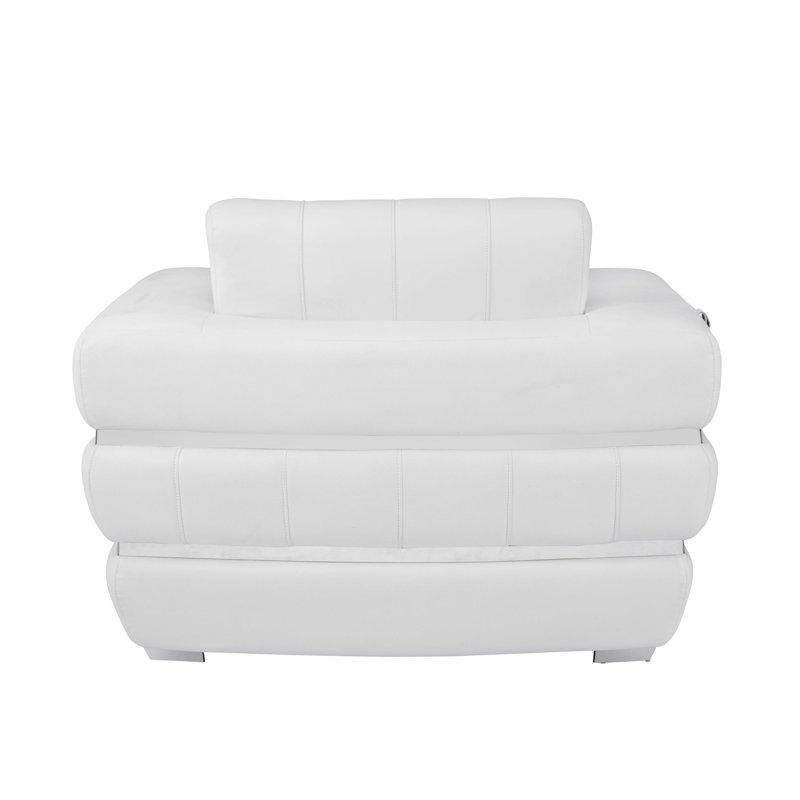 Monza Top Grain Italian Leather Chair, White Genuine Leather