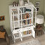 Bibliothèque blanche à 2 tiroirs avec portes en verre-1104905685