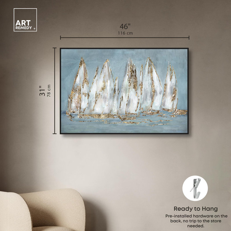 Art mural sur toile «Glam Beach» par Sail Horizons, Cadre noir, H 37 po x l 55 po