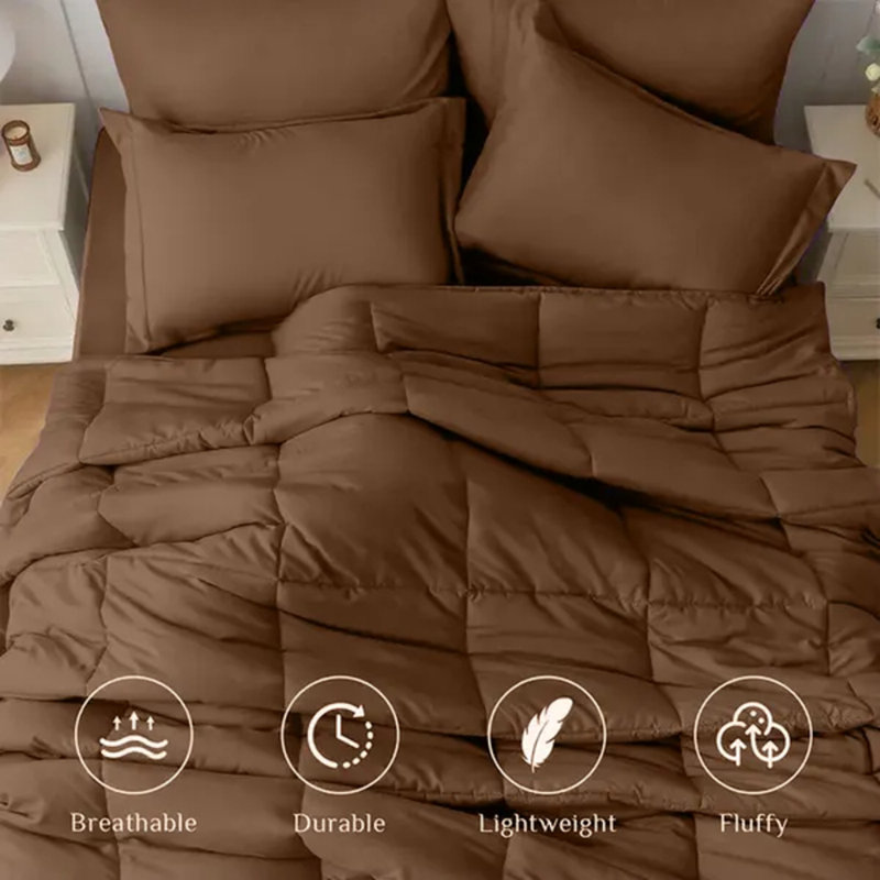 Brown Quilt Set – Twin/queen/king Sizes With Compact Packaging