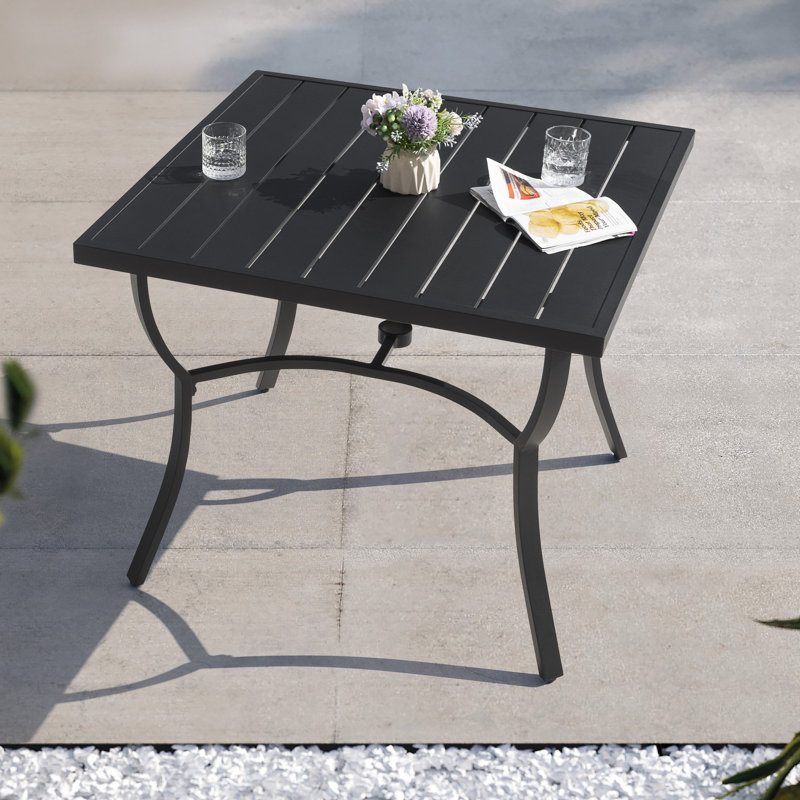 Patio 36 in. Dining Table with Aluminum Tabletop, Umbrella Hole