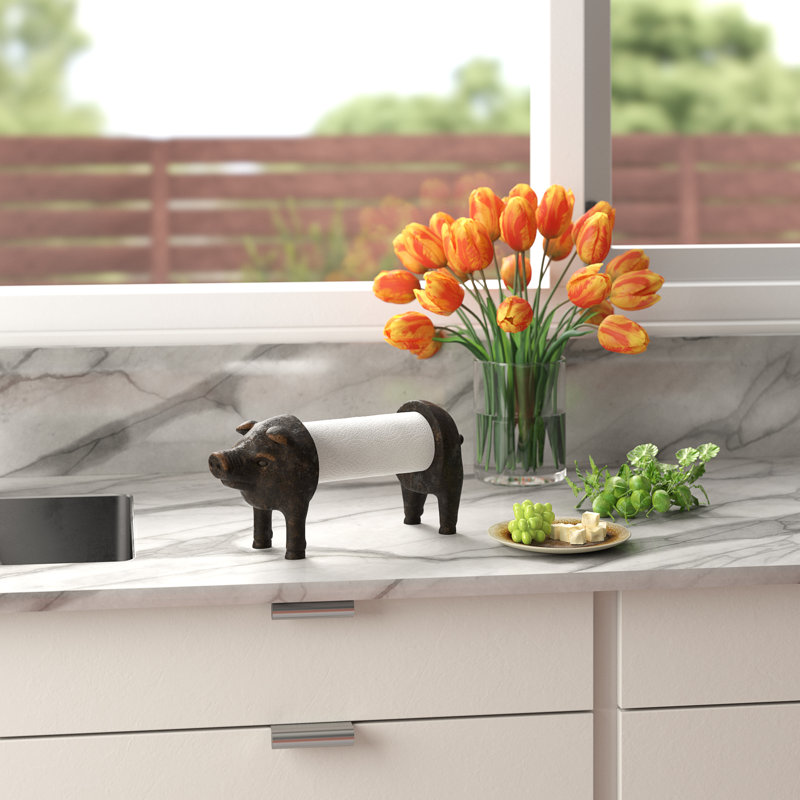Resin Pig Paper Towel Holder in Freestanding Design
