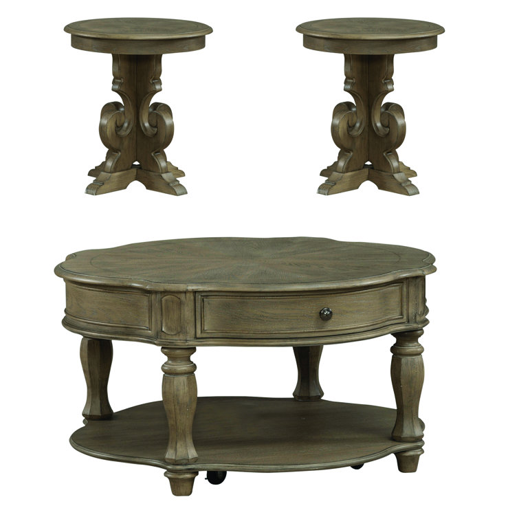 Branca Cocktail Table W/ Two Round End Tables Set