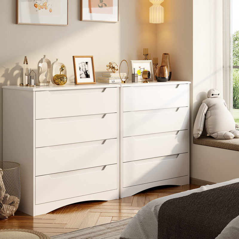 28" W  4-Drawer Dresser for Bedroom or Living Room, White