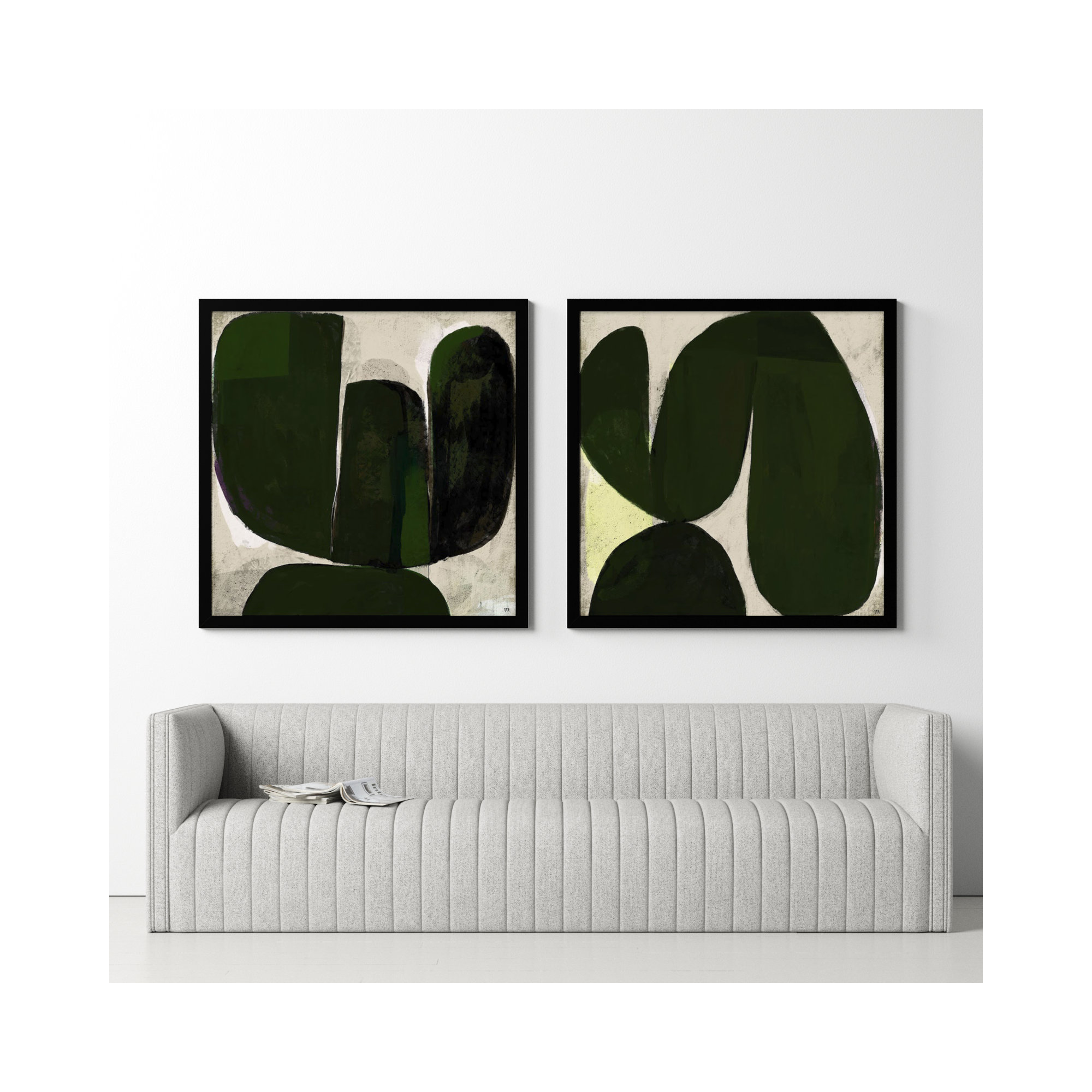Succulent Set Of 2 by StudioM, 44" H x 44" W x 1.25" D, Black