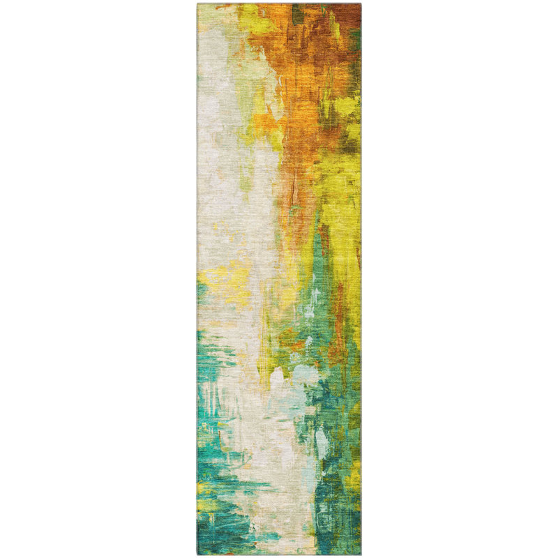 Premium Machine Washable Mouton Abstract Rug, Runner 2'3" x 7'6"
