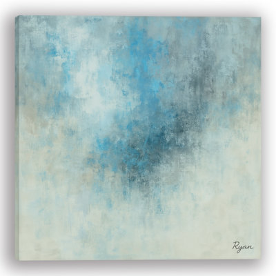 «Misty Horizon», art sur toile bleu et gris abstrait doux