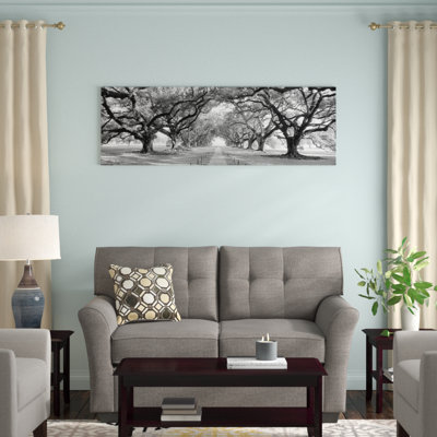 «Brick Path Through Alley of Oak Trees» par Panoramic Images - reproduction de photo panoramique sur toile tendue