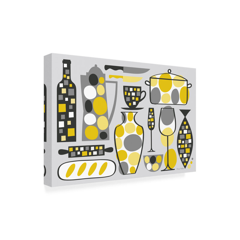 «Modern Kitchen V Yellow on Canvas» par Michael Mullan, reproduction, H 22 po x l 32 po x P 2 po