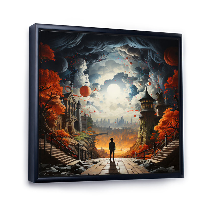 Sci Fi Odyssey City III sur toile, H 36 po x l 36 po x P 1,5 po, Cadre flottant noir