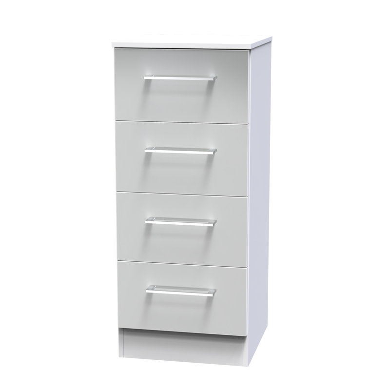 Talhaa 4 Drawer Bedside Cabinet (Ready Assembled), Uniform Grey/White