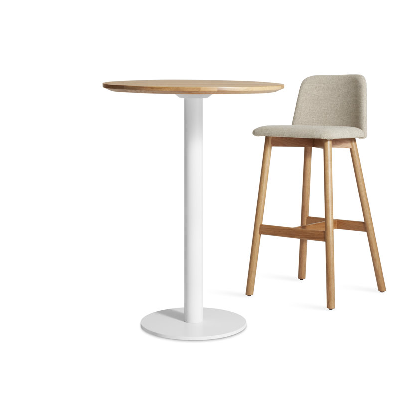 Easy Round Dining Table, White Oak, Matte White, 40" H x 30" W x 30" L