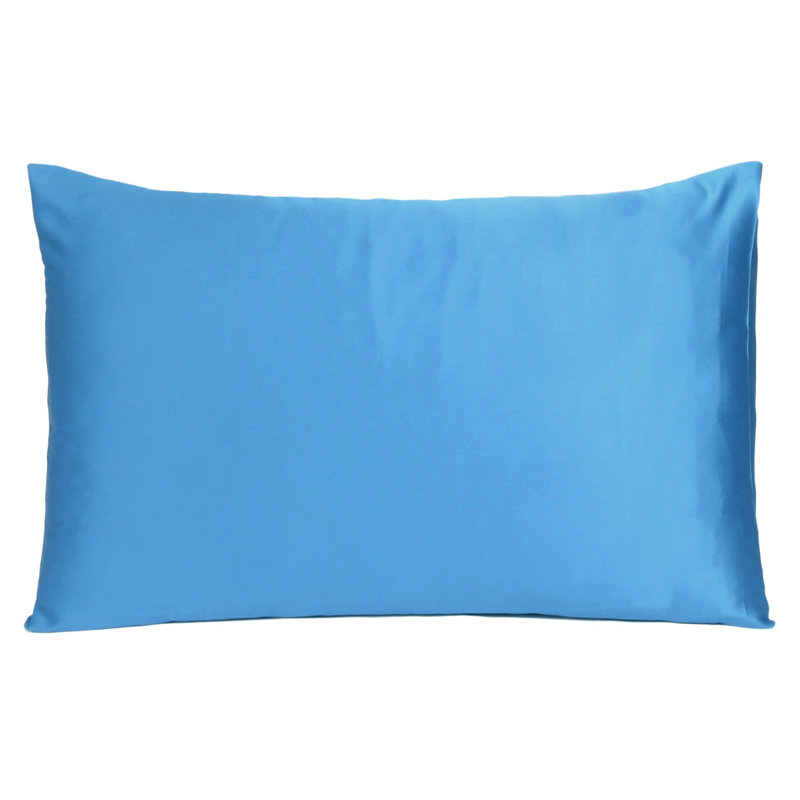 Taie d'oreiller en satin , Standard, Bleu vif