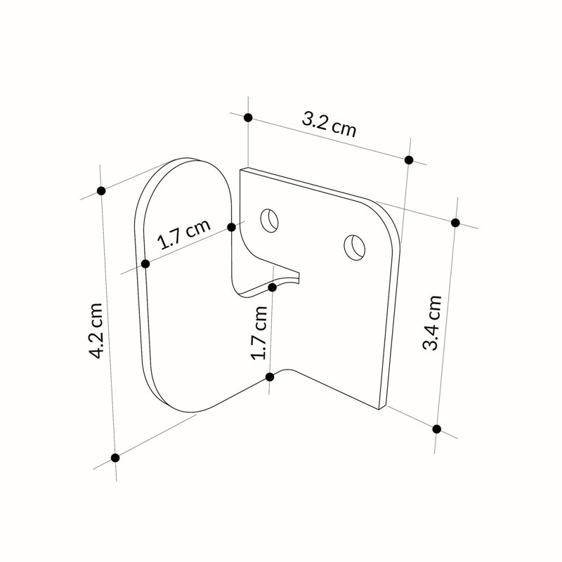 Cintre mural robuste Kishma, 100% métal, noir | Dimensions: 1,3 x 1,7 x 1,3 pouces | Supporte jusqu'à 6,6 lb | Fer teinté statique | Fixation murale facile avec vis | Idéal pour ranger des outils, des manteaux et plus encore