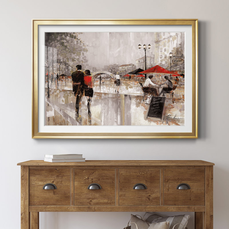 New York Romance - Reproduction d'art sur toile encadrée, Doré, H 30,5 po x l 42,5 po x P 1,5 po