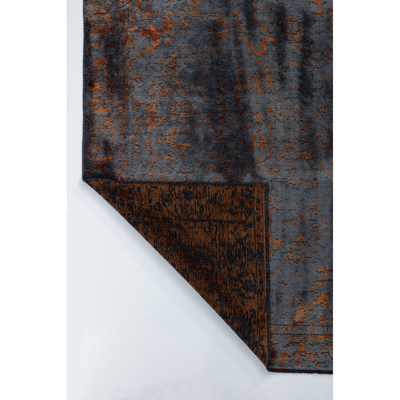 Rapture Black/Orange Abstract Luxury Area Rug, Rectangle 7'10" x 11'2"