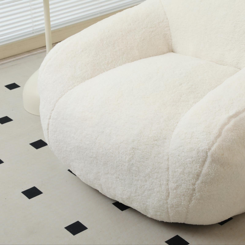 Fauteuil à billes en tissu de haute qualité, Ivoire Teddy