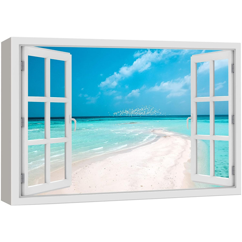«White Sand Trail Ocean Beach Island Wilderness Nature», reproduction sur toile, H 16 po x l 24 po x P 1,5 po
