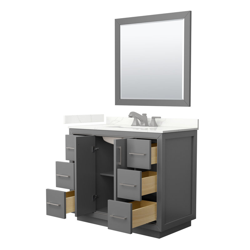 42'' W Single Vanity, Giotto Quartz, Dark Gray, Brushed Nickel
