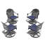 Chaise de patio pivotante en fonte d'aluminium 4 pièces avec structure noire et coussins bleus