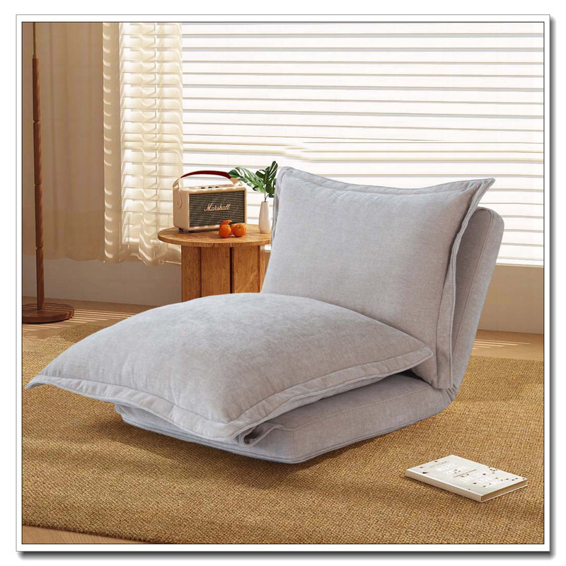 Chaise convertible rembourrée, canapé-lit au sol avec dossier réglable et coussins, Gris
