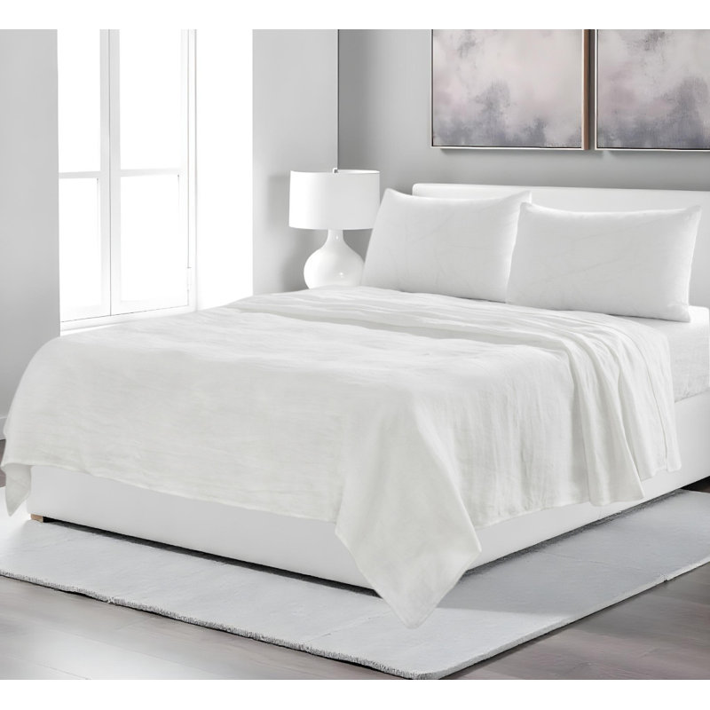 Four Piece Ivory Linen Sheet Set, Queen Sheet Set
