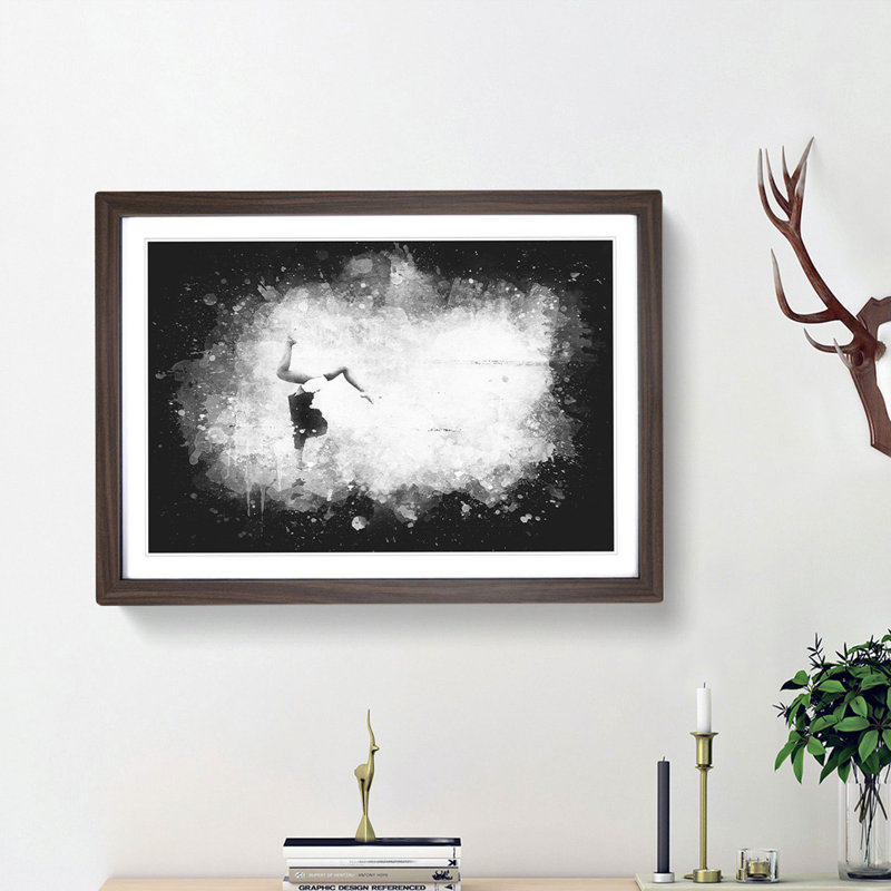 Gymnastics on the Beach - Picture Frame Graphic Art Print, Walnut Framed, 62cm H x 87cm W x 2cm D