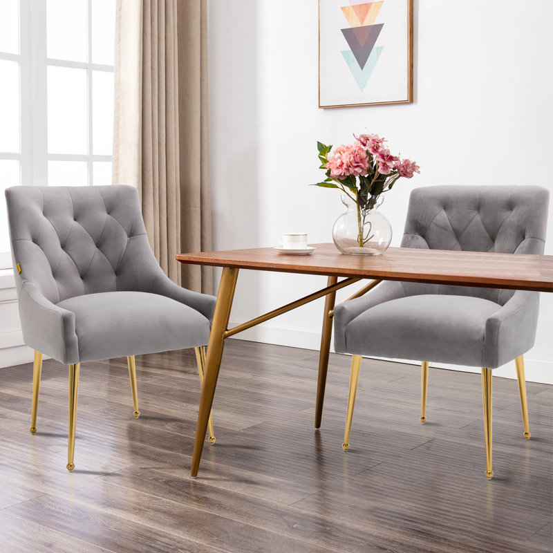 Chaise rembourrée en velours Sandstrom, gris