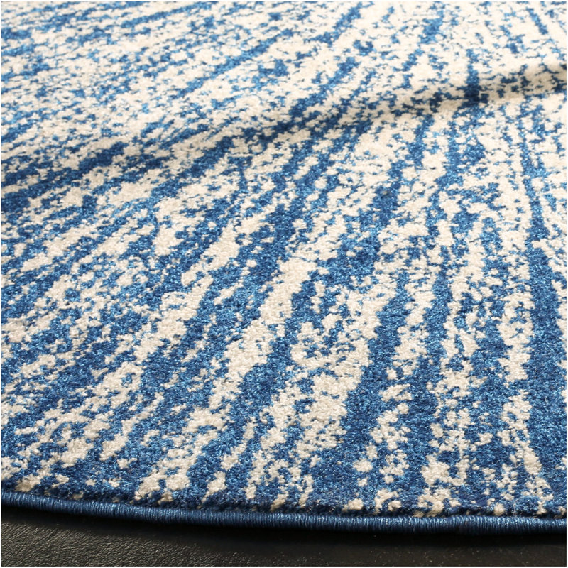 Tapis bleu marine / ivoire Faustina, Rectangle 3 pi x 5 pi