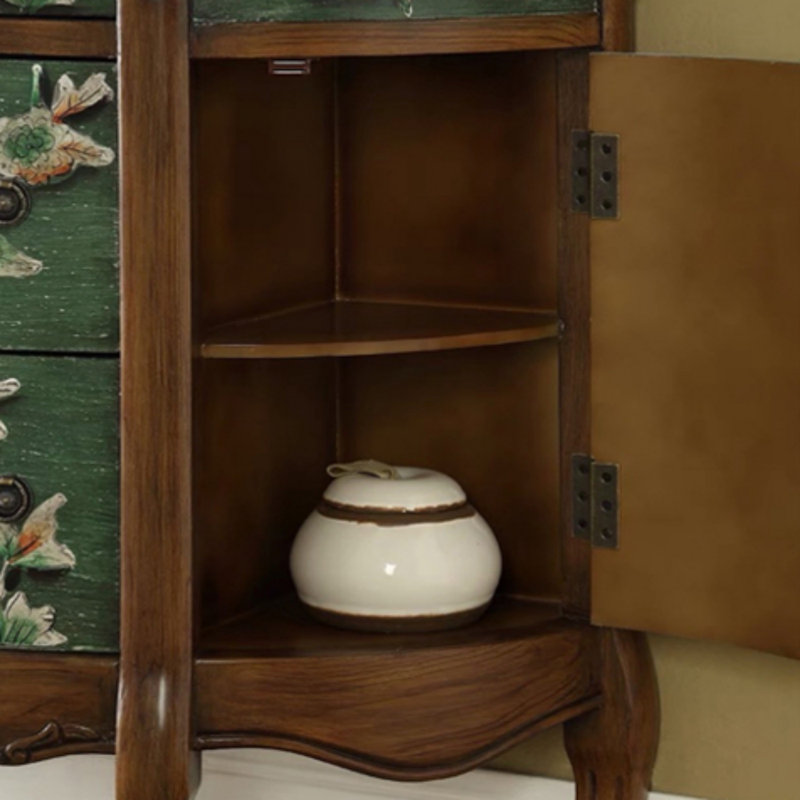 Half-Moon Hand-Painted Entryway Storage Cabinet