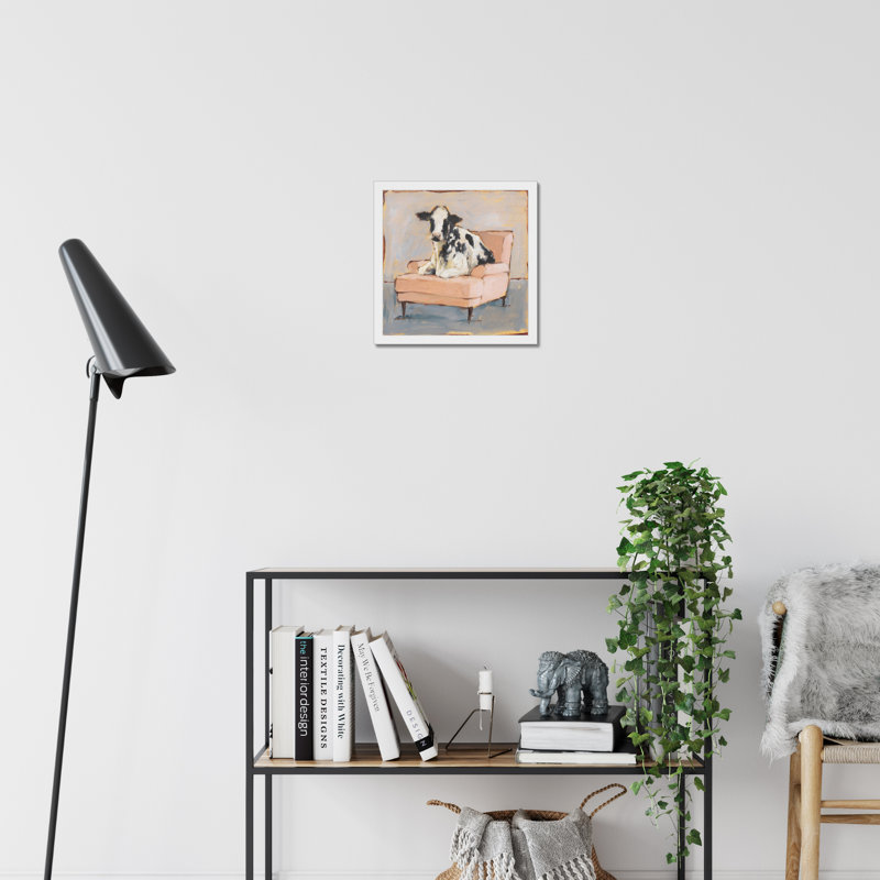 Moo-ving In II by Ethan Harper - Painting, 34cm H x 34cm W x 2.3cm D, White Framed Paper Print