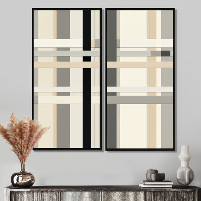 Lignes équilibrées - Reproduction d'art moderne jaune sur toile