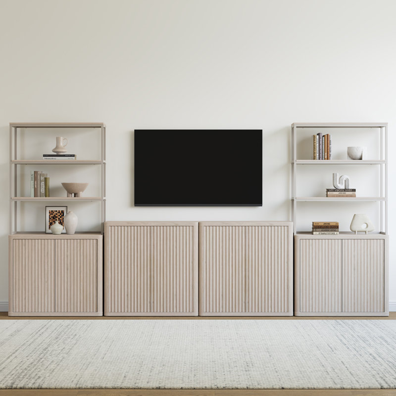 Bibliothèque à 5 niveaux avec tablettes réglables H 70,8 po x l 34,6 po Cesiro, Aulne blanc, 1 Piece