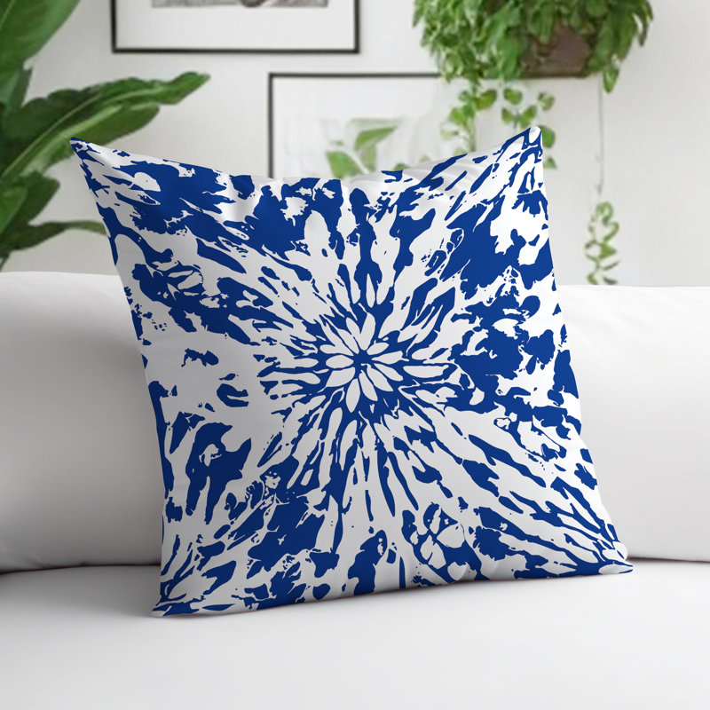 Coussin Percil, H 17 po x l 17 po, Bleu marine / blanc