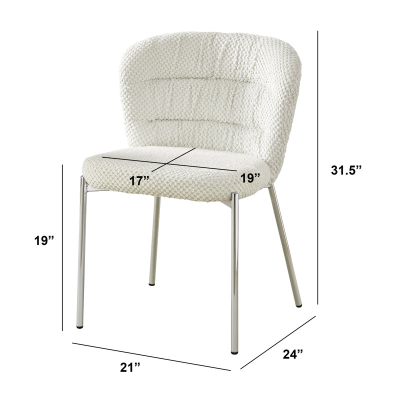 Chaises d'appoint moelleuses uniques avec pieds plaqués, Chrome, Crème, crème