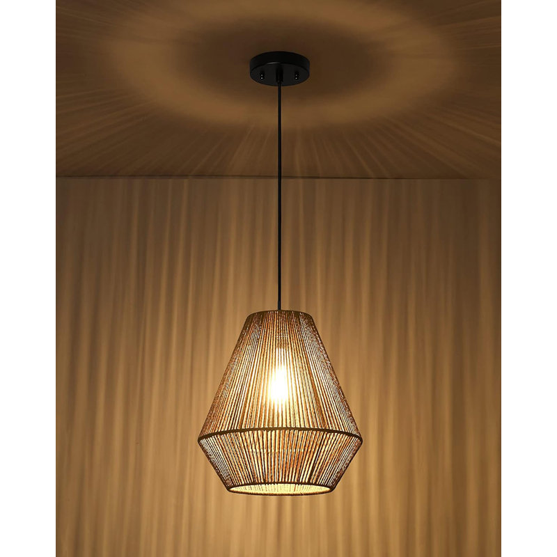Temara 1-Light Rattan Plaited Pendant Chandeliers, Naturel
