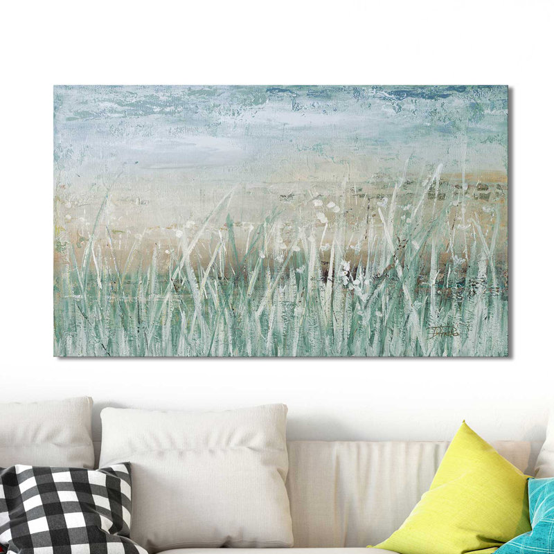 «Mute Grass», reproduction de peinture acrylique, H 28 po x l 48 po x P 1,5 po, Toile tendue