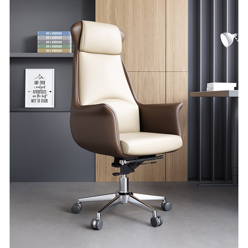 Minimalist Metal & Leather Multi-Function Office Chair