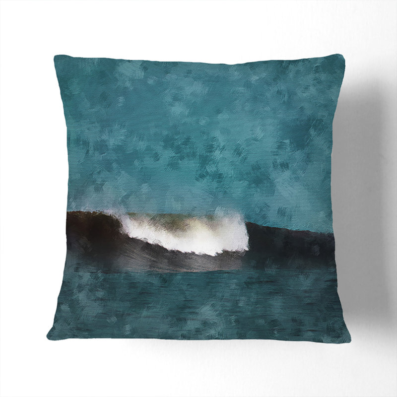 Wave Curl Painting Cushion with Filling, 40cm H x 40cm W x 15cm D