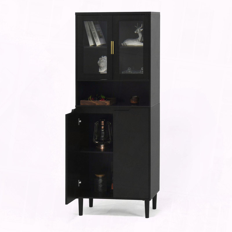 Armoire 4 portes avec rangement en verre trempé