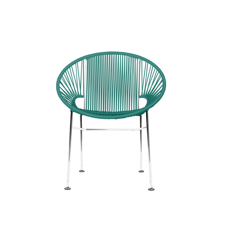 Concha Indoor/Outdoor Handmade Dining Chair, Chrome, Turquoise