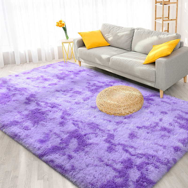 Tapis à longs poils teintés pour salon, Rectangulaire 8 pi x 10 pi
