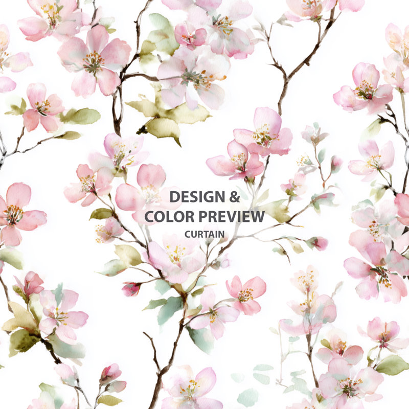 Rideaux à motif floral - 1 panneau de rideaux à œillets rose, L 52 po x L 108 po, Œillets dorés