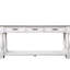 Console, 63 po, structure en bois massif, 3 tiroirs et tablette, blanc antique, fabrication Mid-Century 63 po avec capacité de charge suffisante