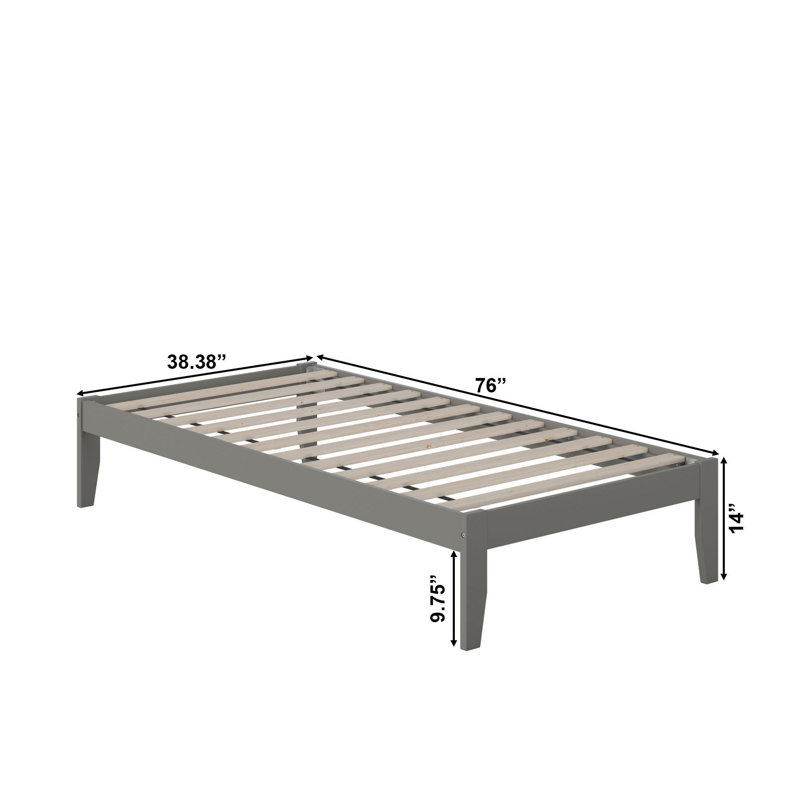 Javaunte Solid Wood Platform Standard Bed, Gray, Twin